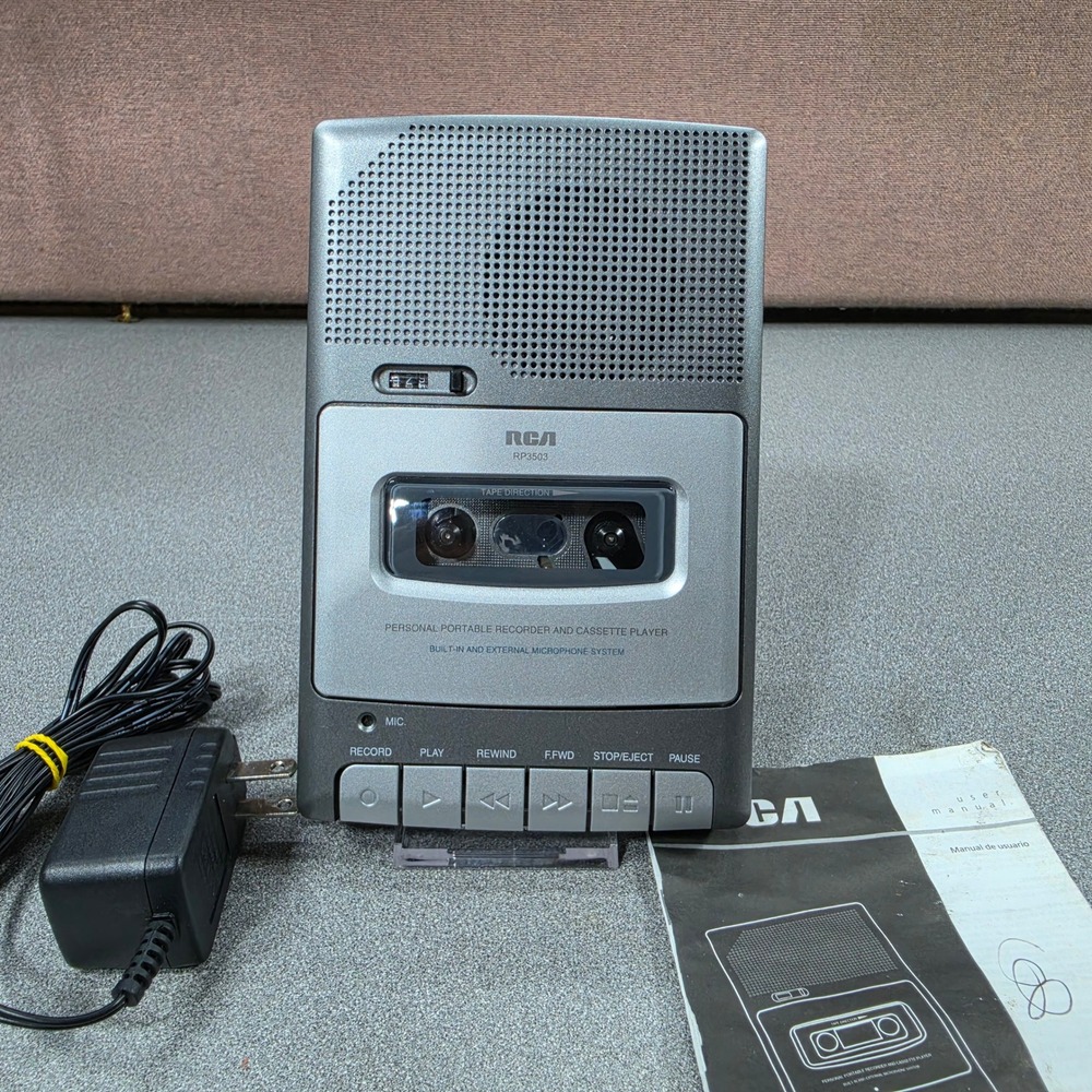 RCA Cassette Recorder Player RP3503 UNTESTED Excellent Portable AC Adapter